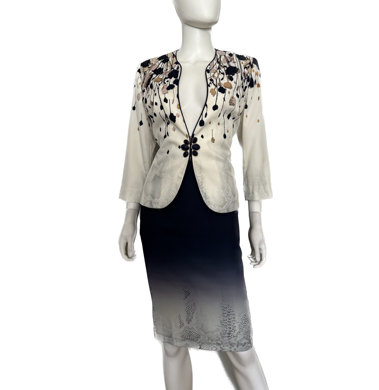 NWT POLEN POE SKIRT SUIT 3/4 SLEEVES LINED JACKET AND PENCIL STYLE LINED SKIRT