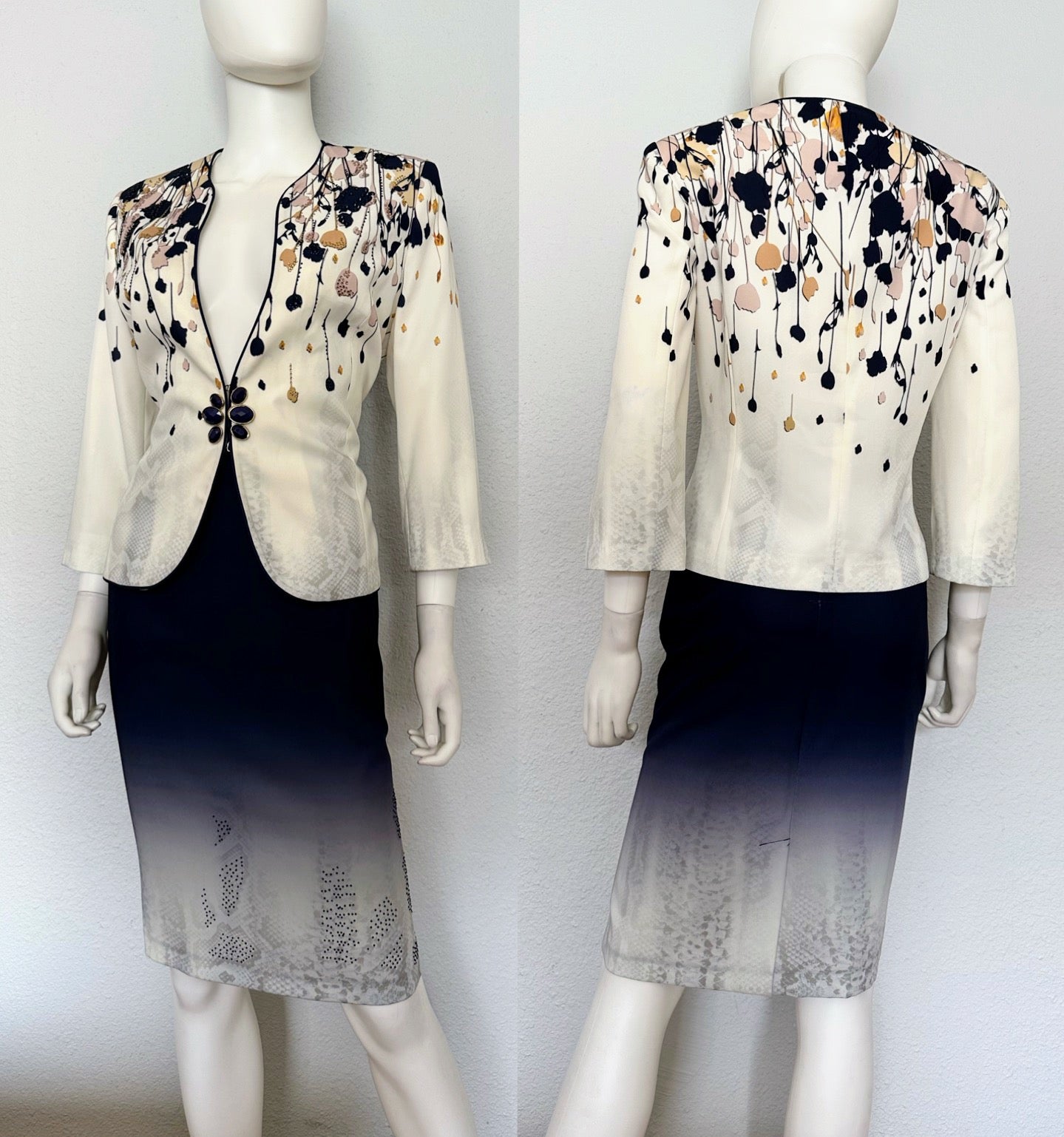 NWT POLEN POE SKIRT SUIT 3/4 SLEEVES LINED JACKET AND PENCIL STYLE LINED SKIRT
