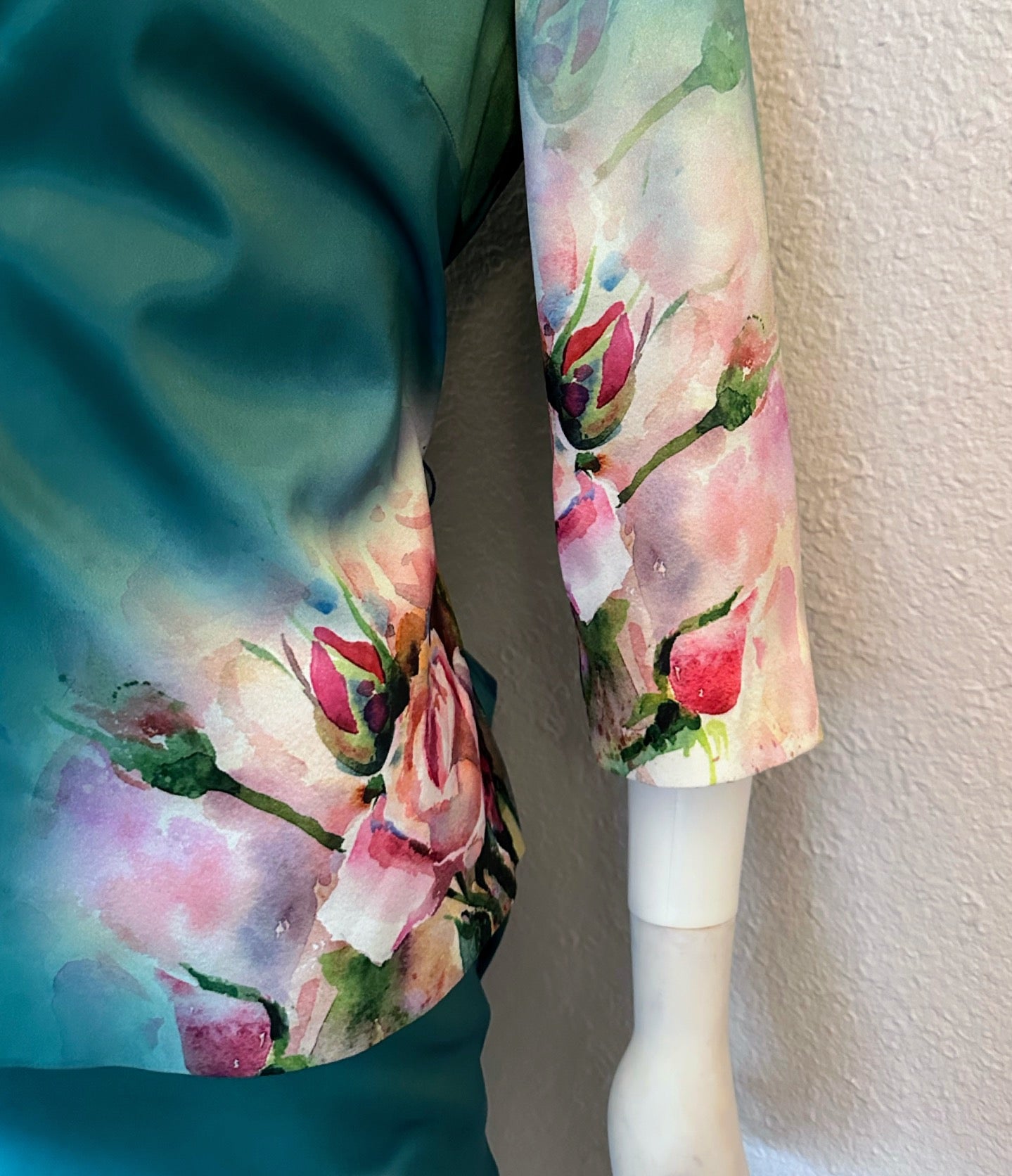 NWT POLEN POE SATIN 3PC SET SUIT 3/4 SLEEVE BLAZER/PENCLE SKIRT/TOP FLORAL LINED