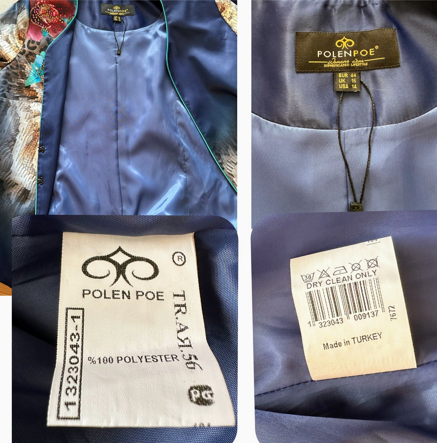 NWT Satin Skirt Suit 3Pc Set Blazer/Top/Skirt Lined Formal Long Sleeves Animal