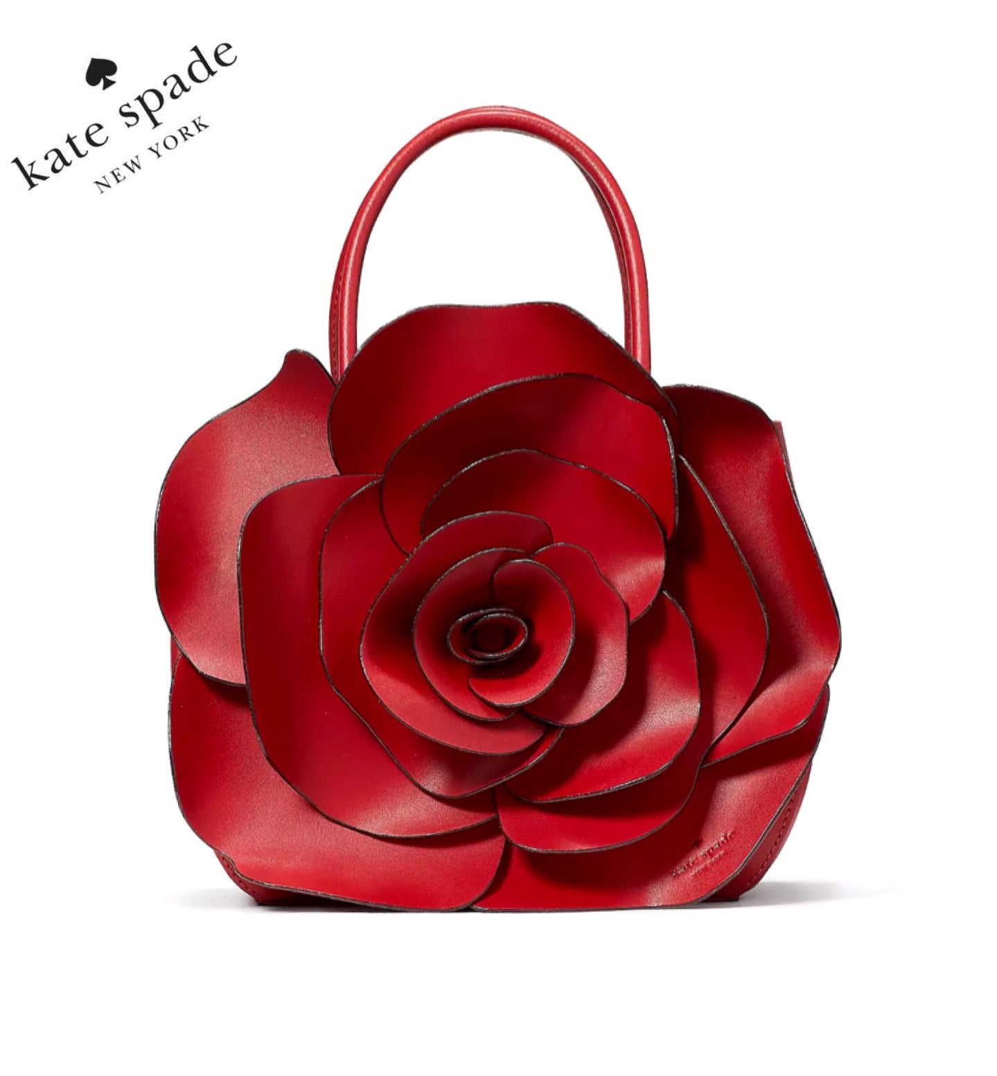 NWT KATE SPADE Flora 3D Rose Leather Crossbody in Candied Cherry Handbag