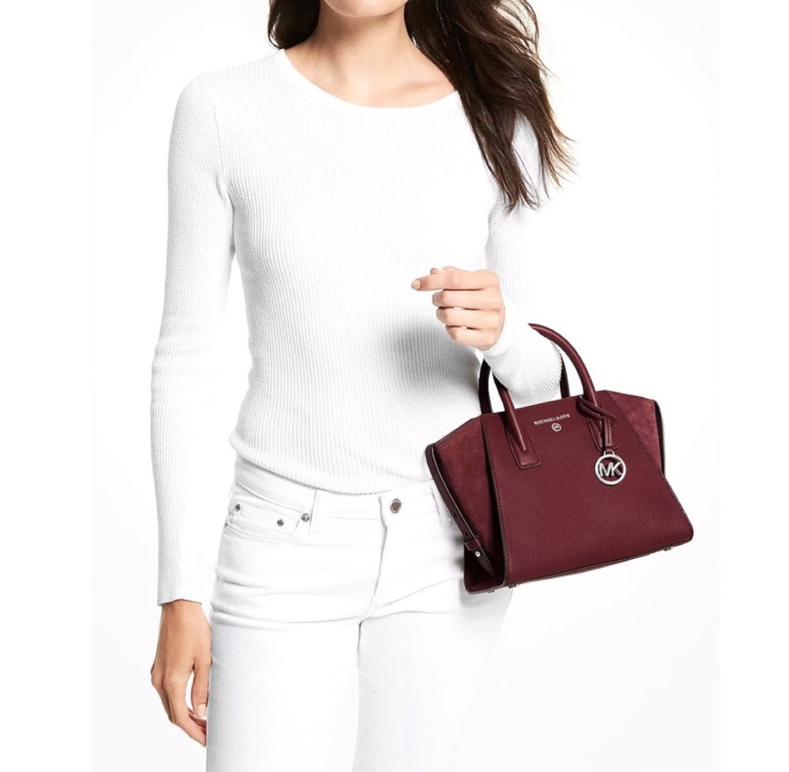 NWT Michael Kors Avril Small Leather/Suede Satchel