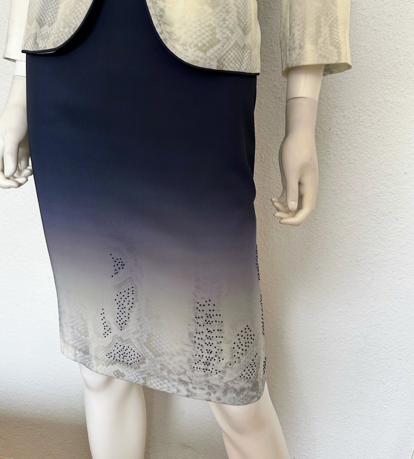 NWT POLEN POE SKIRT SUIT 3/4 SLEEVES LINED JACKET AND PENCIL STYLE LINED SKIRT