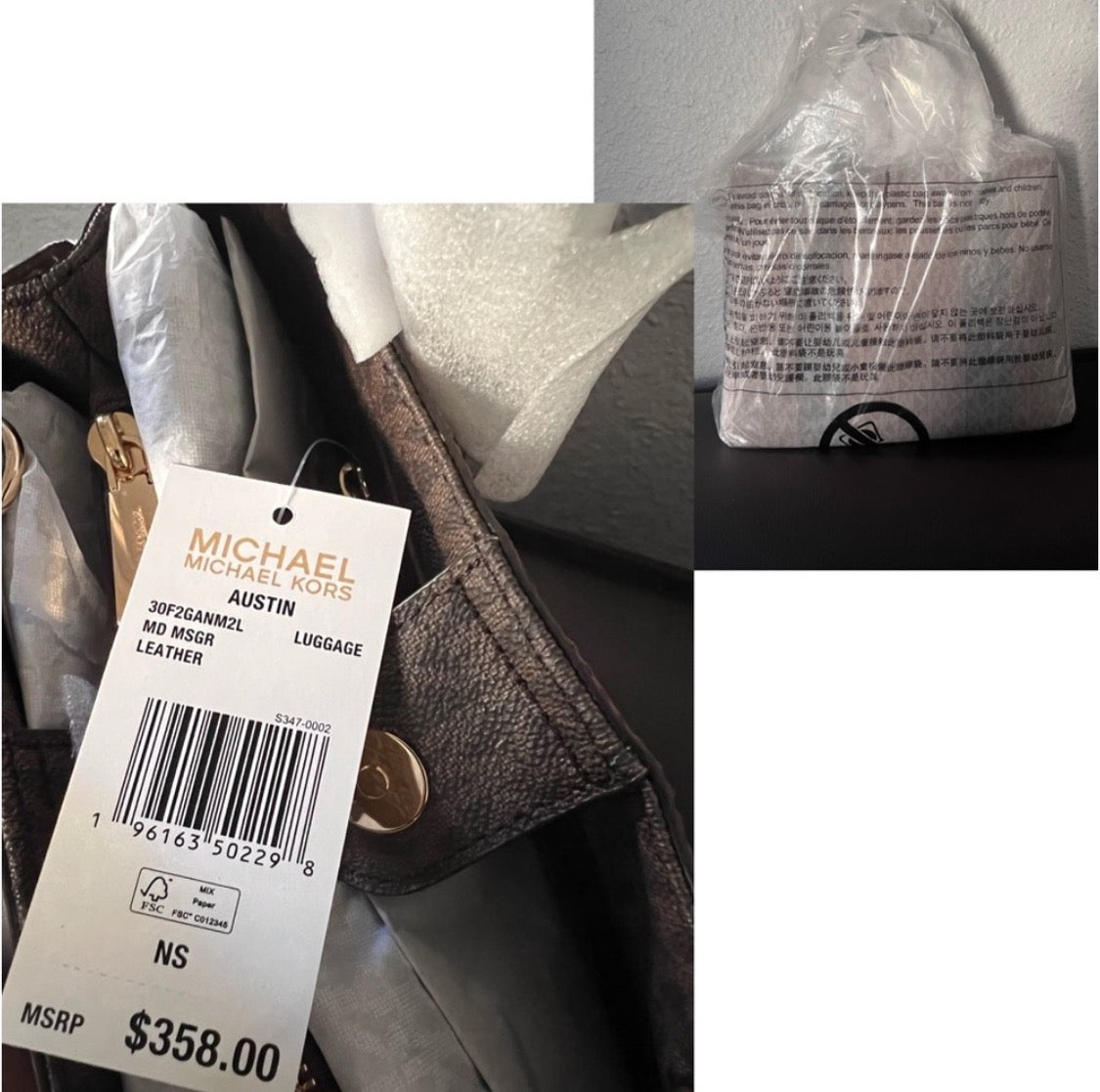 NWT Michael Kors Austin Medium Leather Messenger