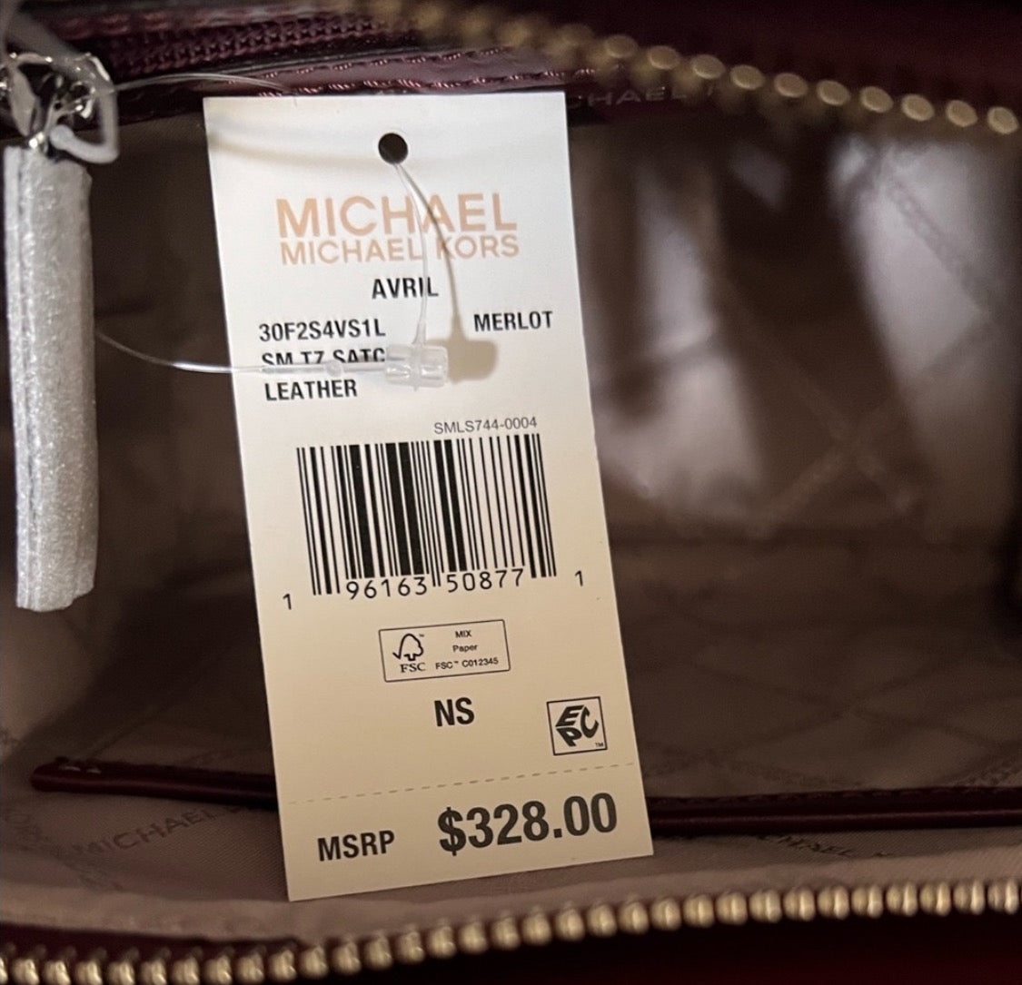 NWT Michael Kors Avril Small Leather/Suede Satchel
