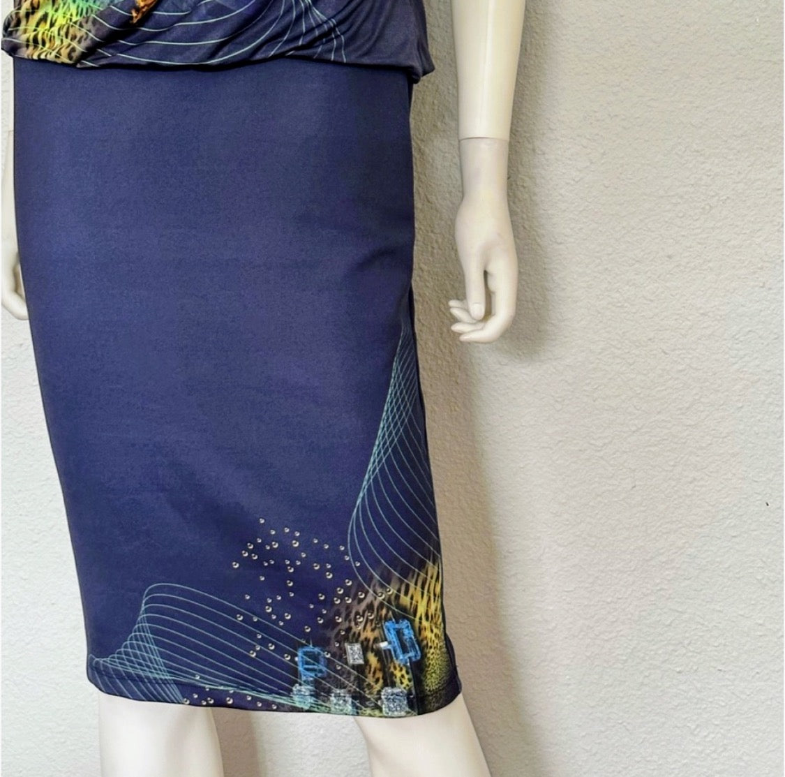 NWT POLEN POE FORMAL DRESS LOOSE CHIFFON TOP/STRETCHY BOTTOM SHORT SLEEVES