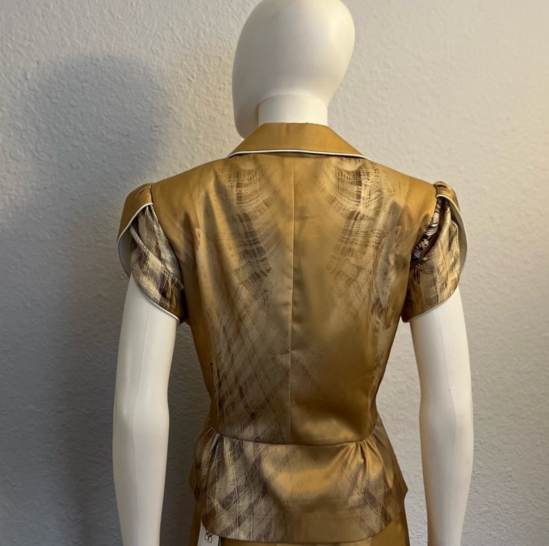 WOMEN SATIN SKIRT SUIT SET BLAZER/SKIRT/TOP FLORAL PRINT TIE FRONT FORMAL
