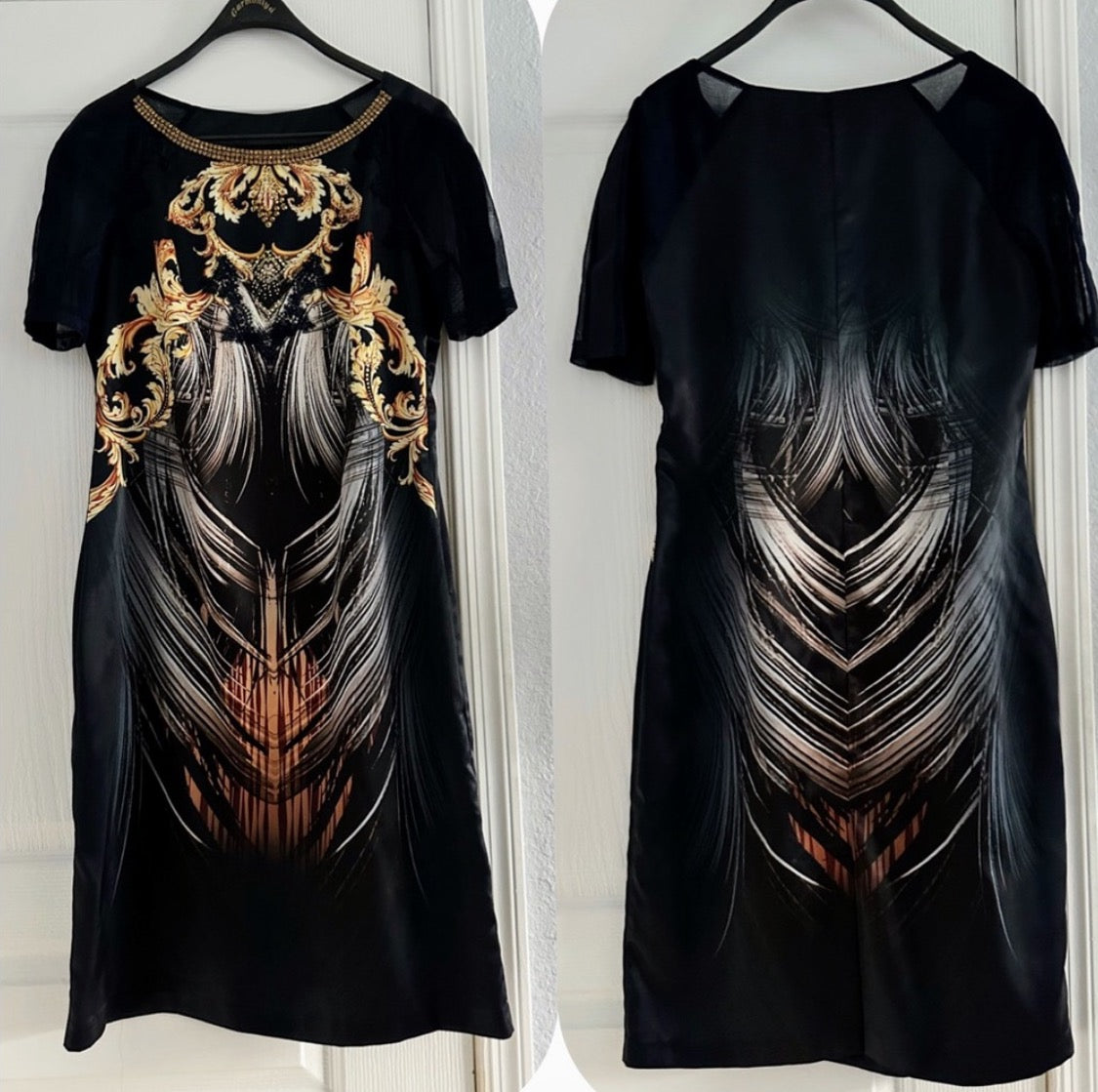 NEW POLEN POE SATIN DRESS SHORT SHEER SLEEVES FORMAL UNLINED BOAT NECK