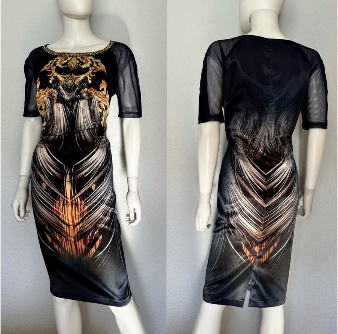 NEW POLEN POE SATIN DRESS SHORT SHEER SLEEVES FORMAL UNLINED BOAT NECK