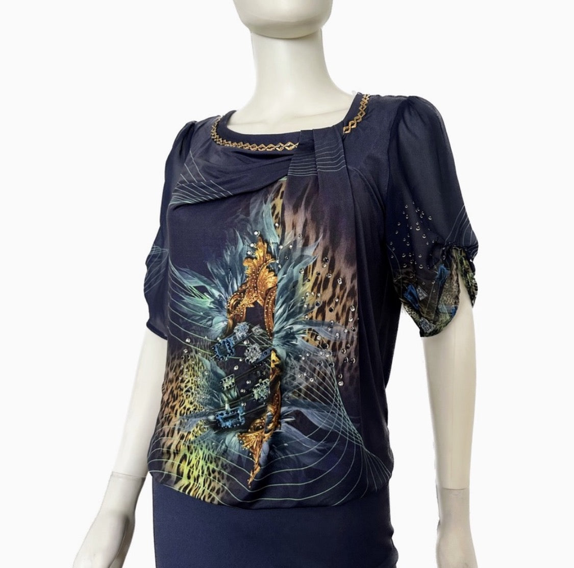NWT POLEN POE FORMAL DRESS LOOSE CHIFFON TOP/STRETCHY BOTTOM SHORT SLEEVES