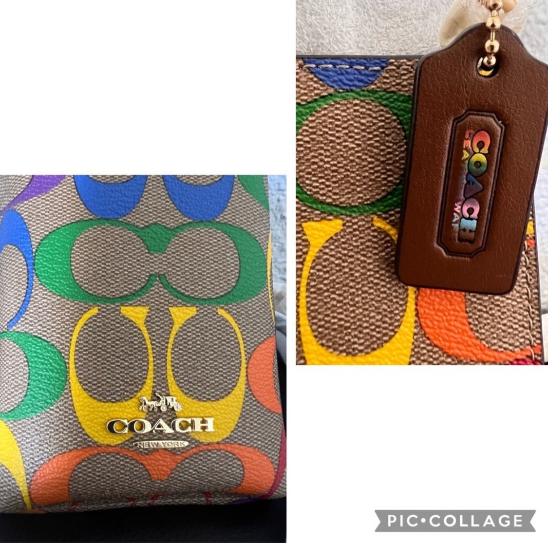 Coach Phone Crossbody In Rainbow Signature Canvas