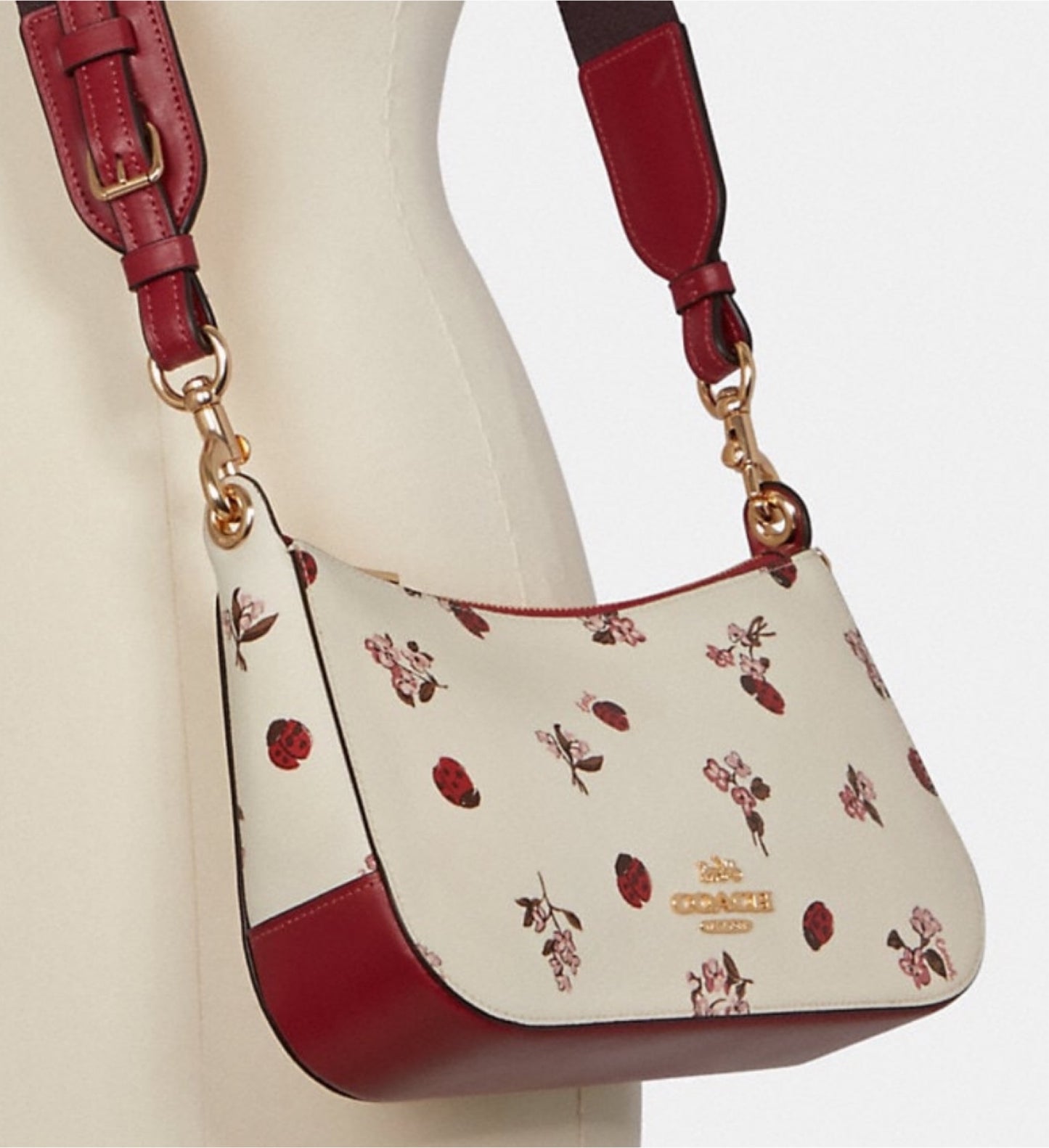 Coach Jes Baguette With Ladybug Floral Print