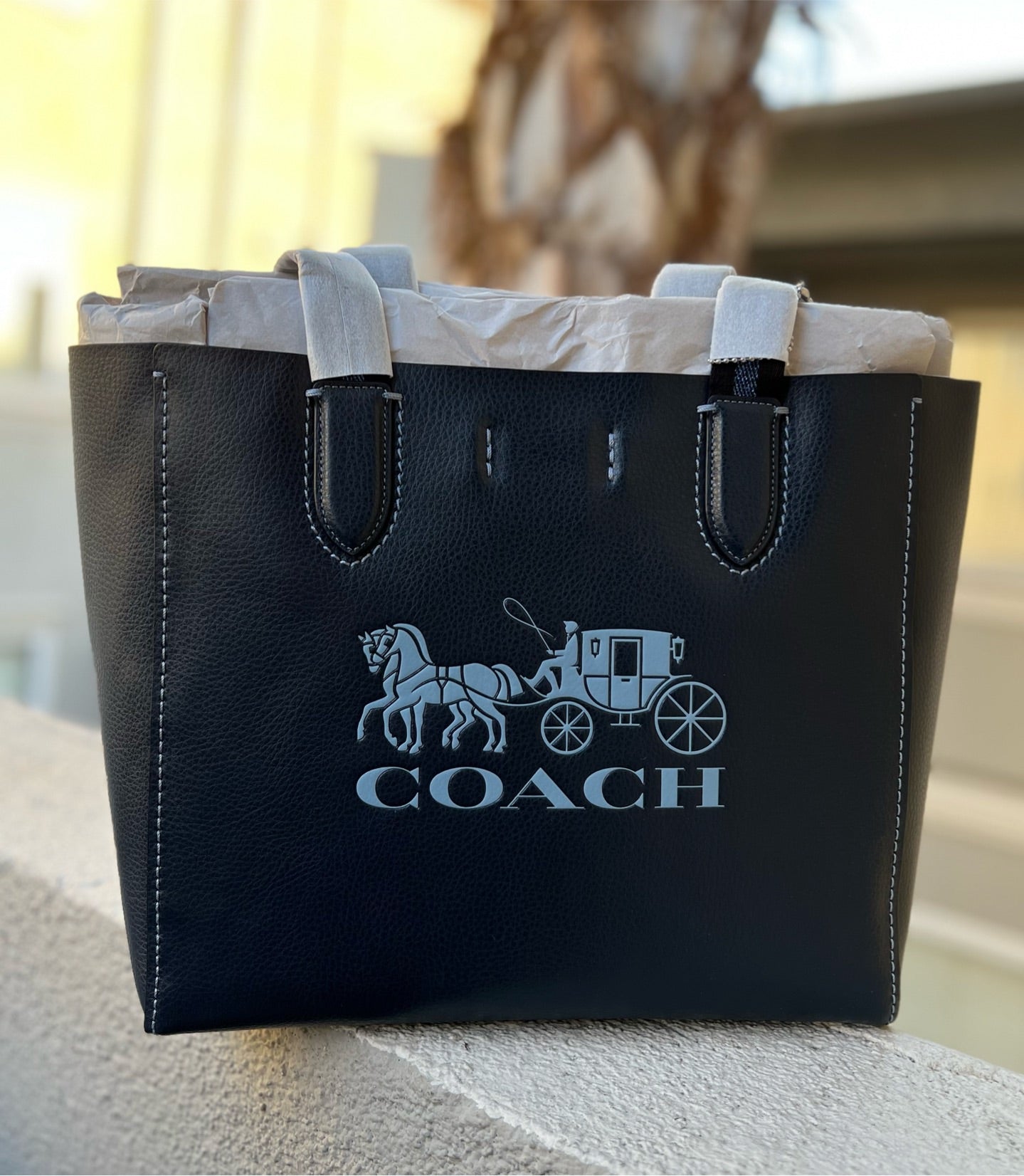 Coach Derby Leather Tote With Horse And Carriage