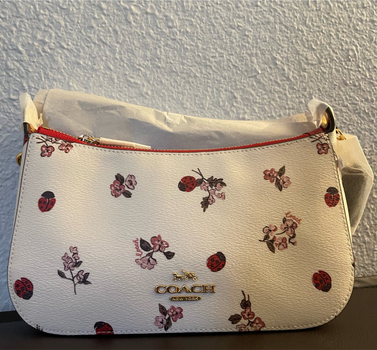 Coach Jes Baguette With Ladybug Floral Print