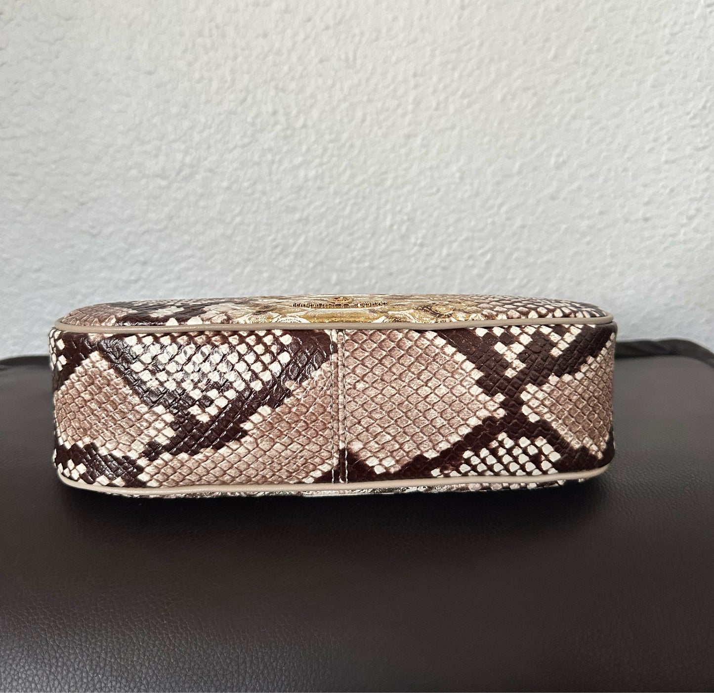 Piper Small Two-Tone Snake Embossed Leather Shoulder Bag