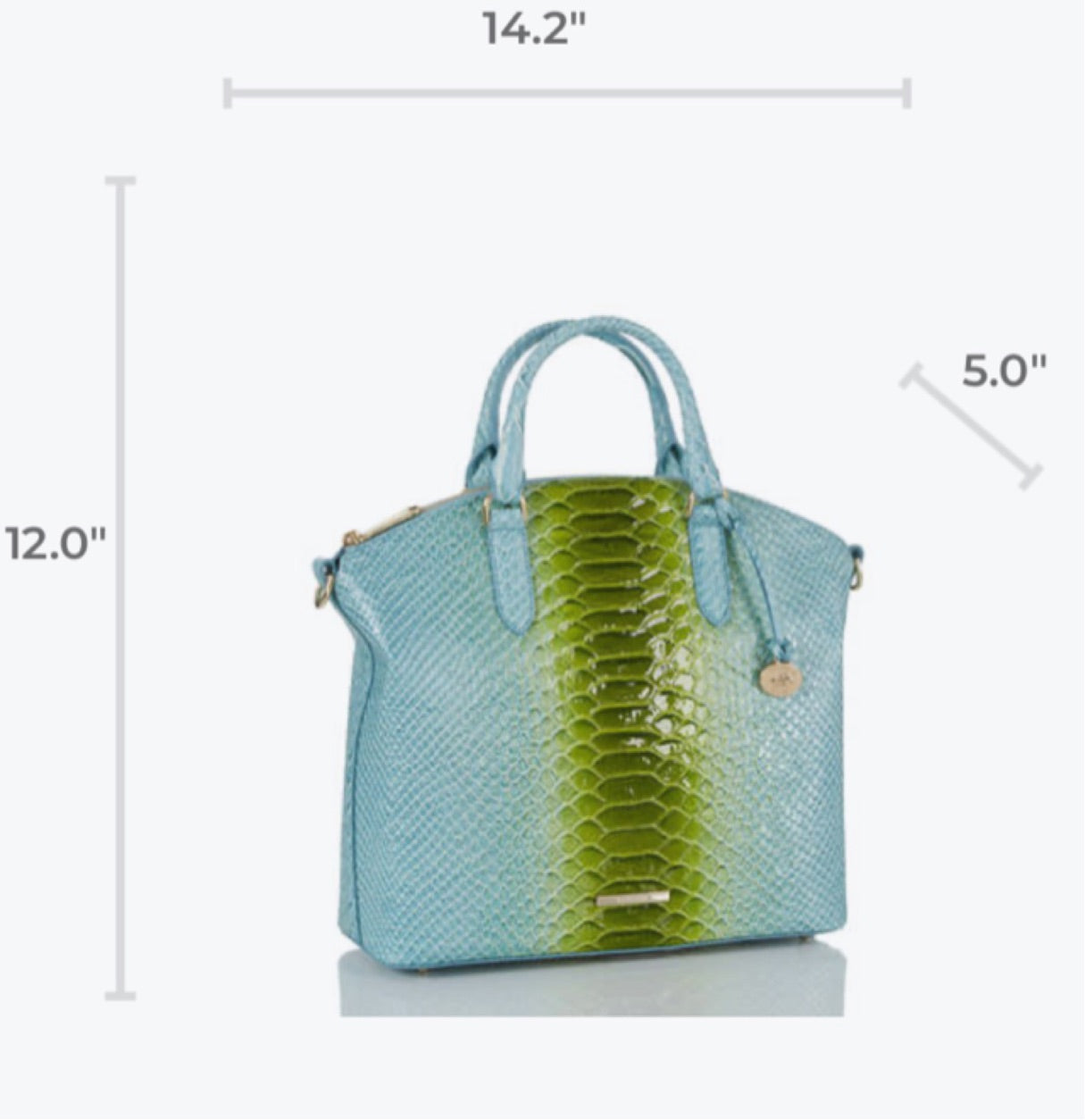 Large Duxbury Satchel Limeade Rivers Croc-Embossed Leather Brahmin