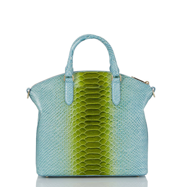 Large Duxbury Satchel Limeade Rivers Croc-Embossed Leather Brahmin