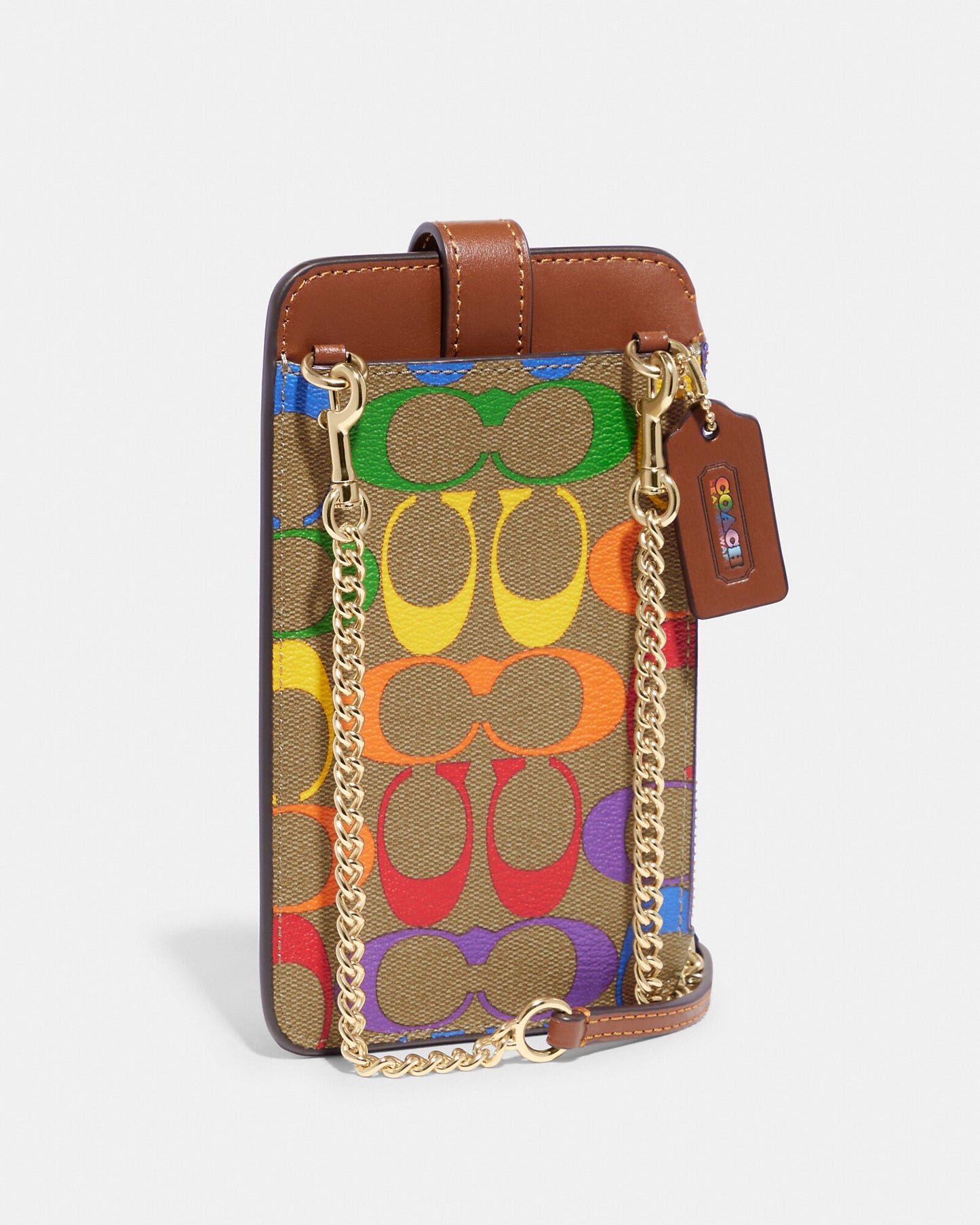 Coach Phone Crossbody In Rainbow Signature Canvas