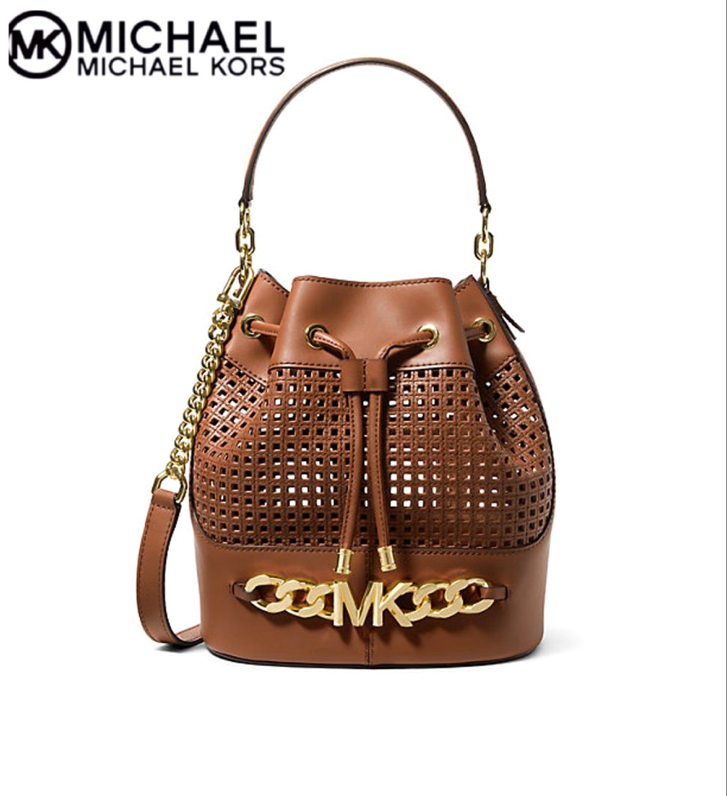 Devon Medium Perforated Leather Bucket Bag