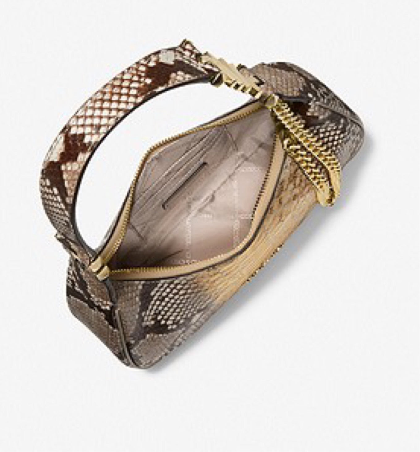 MICHAEL MICHAEL KORS Piper Small Two-Tone Snake Embossed Leather Shoulder Bag
