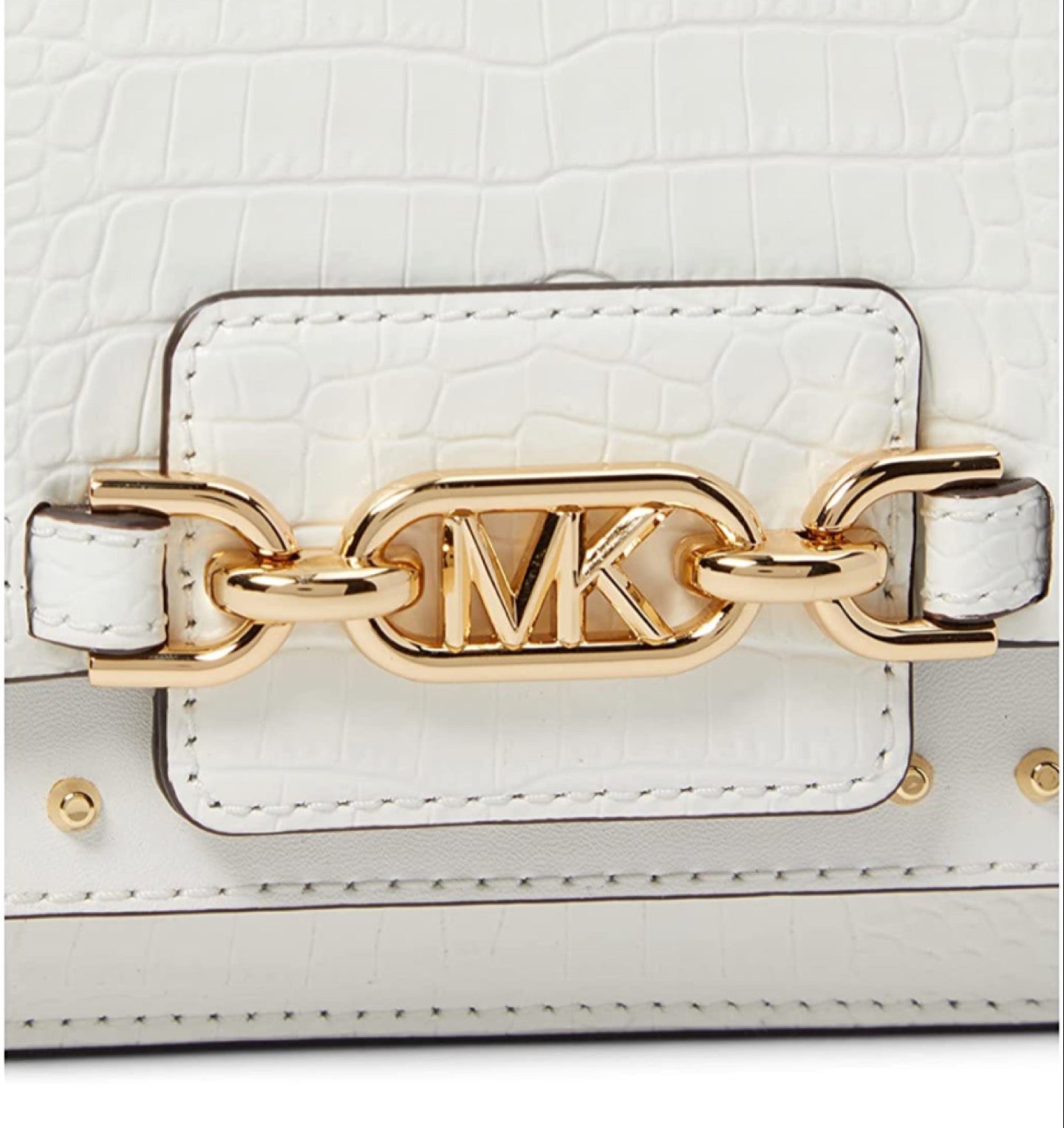 MICHAEL KORS Heather Large Studded Crocodile Embossed Leather Shoulder Bag