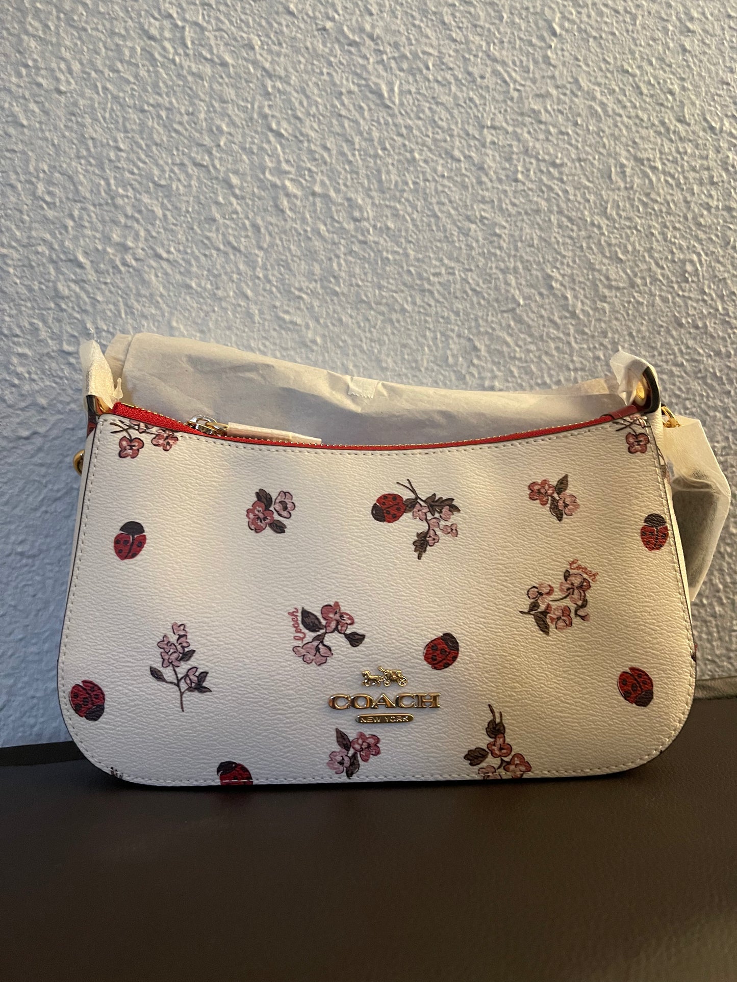 Coach Jes Baguette With Ladybug Floral Print