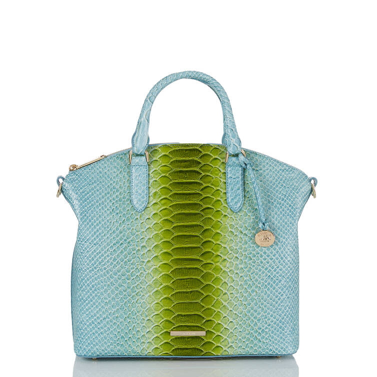 Large Duxbury Satchel Limeade Rivers Croc-Embossed Leather Brahmin
