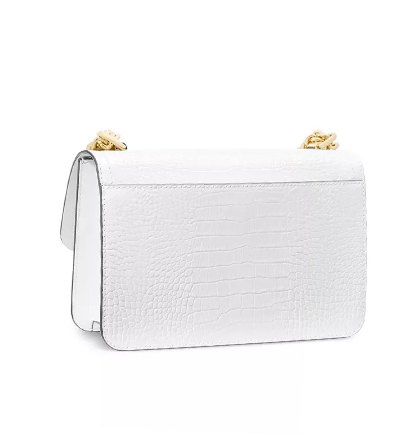 MICHAEL KORS Heather Large Studded Crocodile Embossed Leather Shoulder Bag