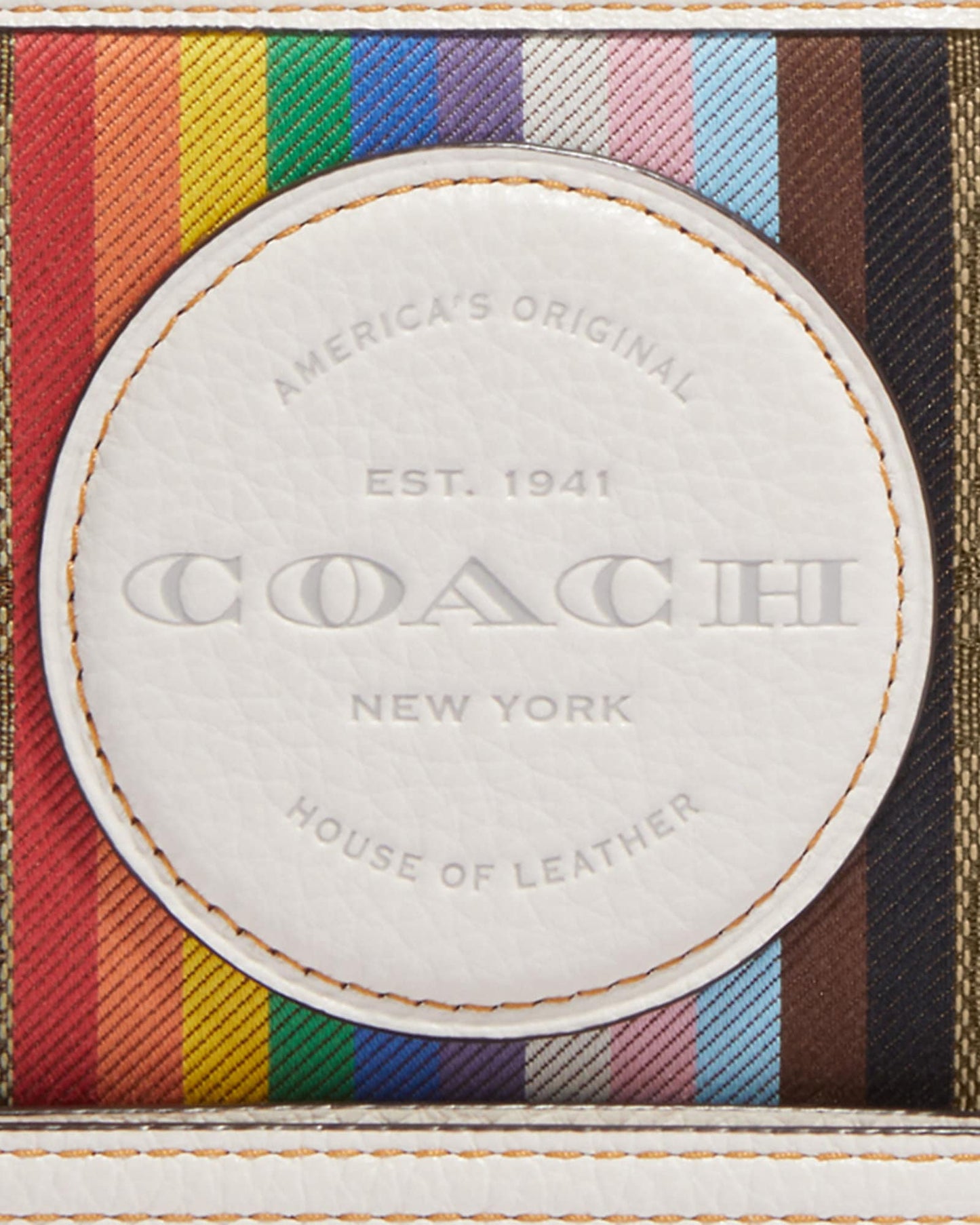 🌈Dempsey Large Phone Wallet Signature Jacquard With Rainbow Stripe/Coach Patch