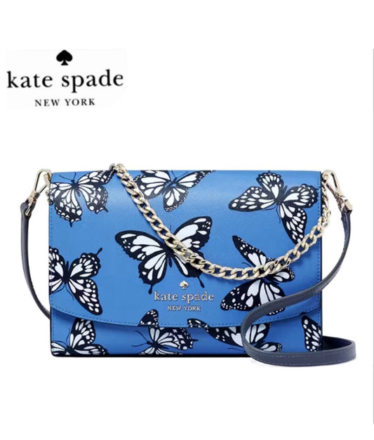 NWT Kate Spade Carson Convertible Leather Crossbody Butterfly Print