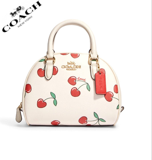 Coach Sydney Satchel With Heart Cherry Print