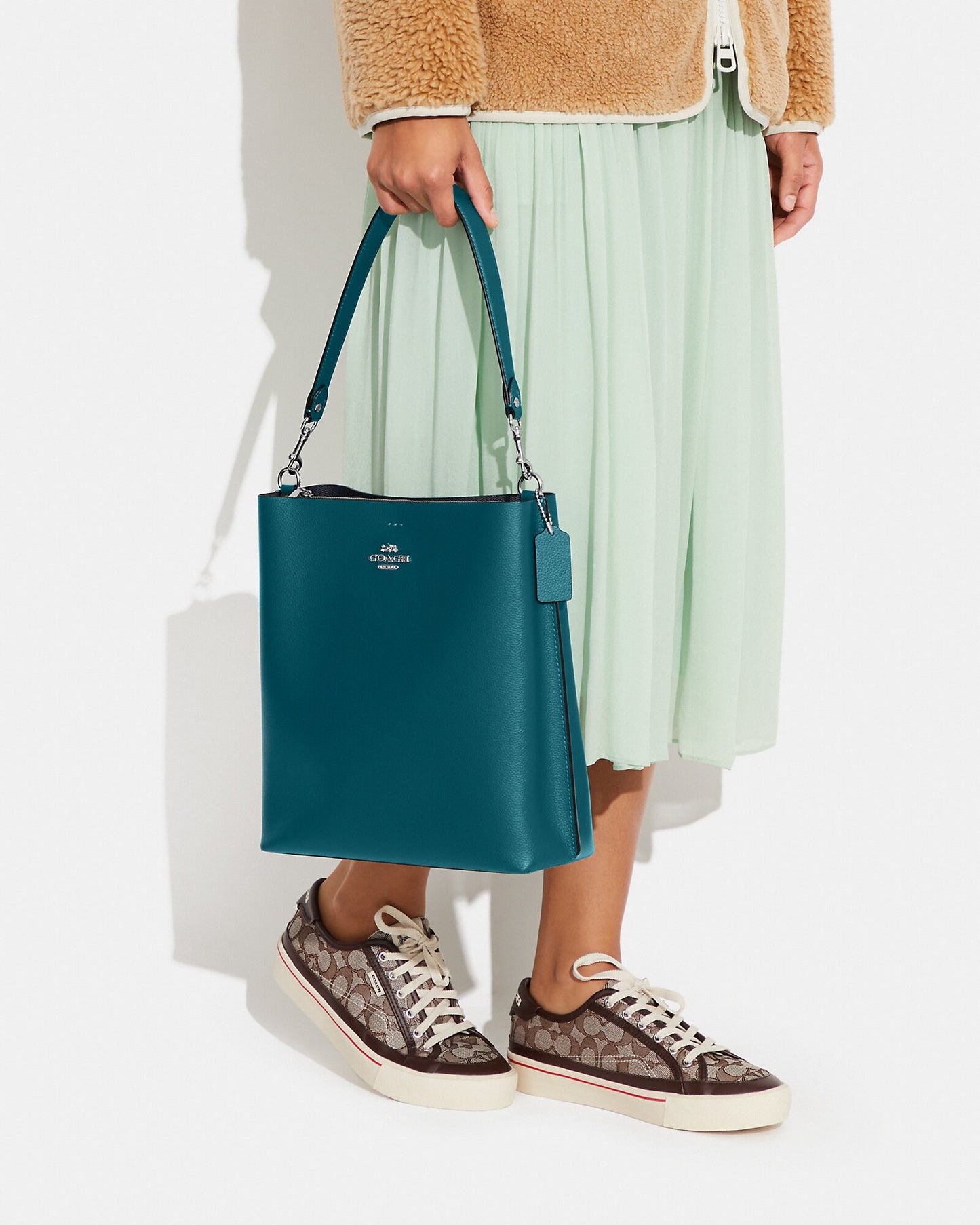 COACH Mollie Bucket Bag Leather Crossbody In Turquoise