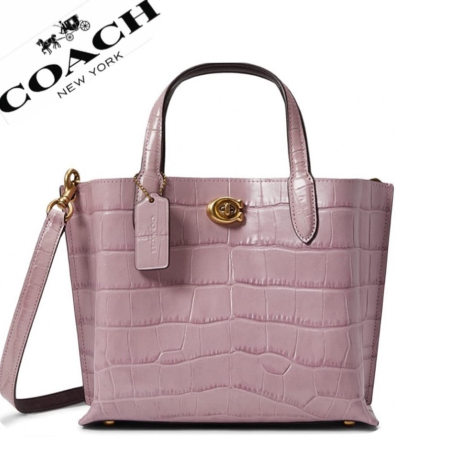 Coach Willow Tote 24 Croc-Embossed Leather Shoulder Bag