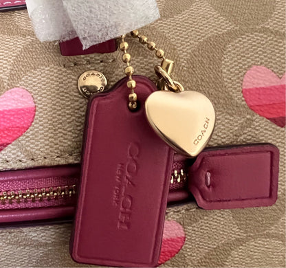 Coach Rowan Satchel In Signature Canvas With Stripe Heart Print