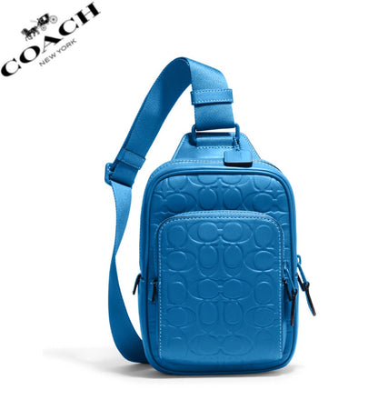 COACH TRACK PACK 14 IN SIGNATURE LEATHER ROYAL BLUE