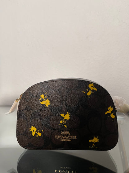 Coach X Peanuts Mini Serena Crossbody In Signature Canvas With Woodstock Print