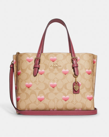 Coach Mollie Tote 25 In Signature Canvas With Stripe Heart Print