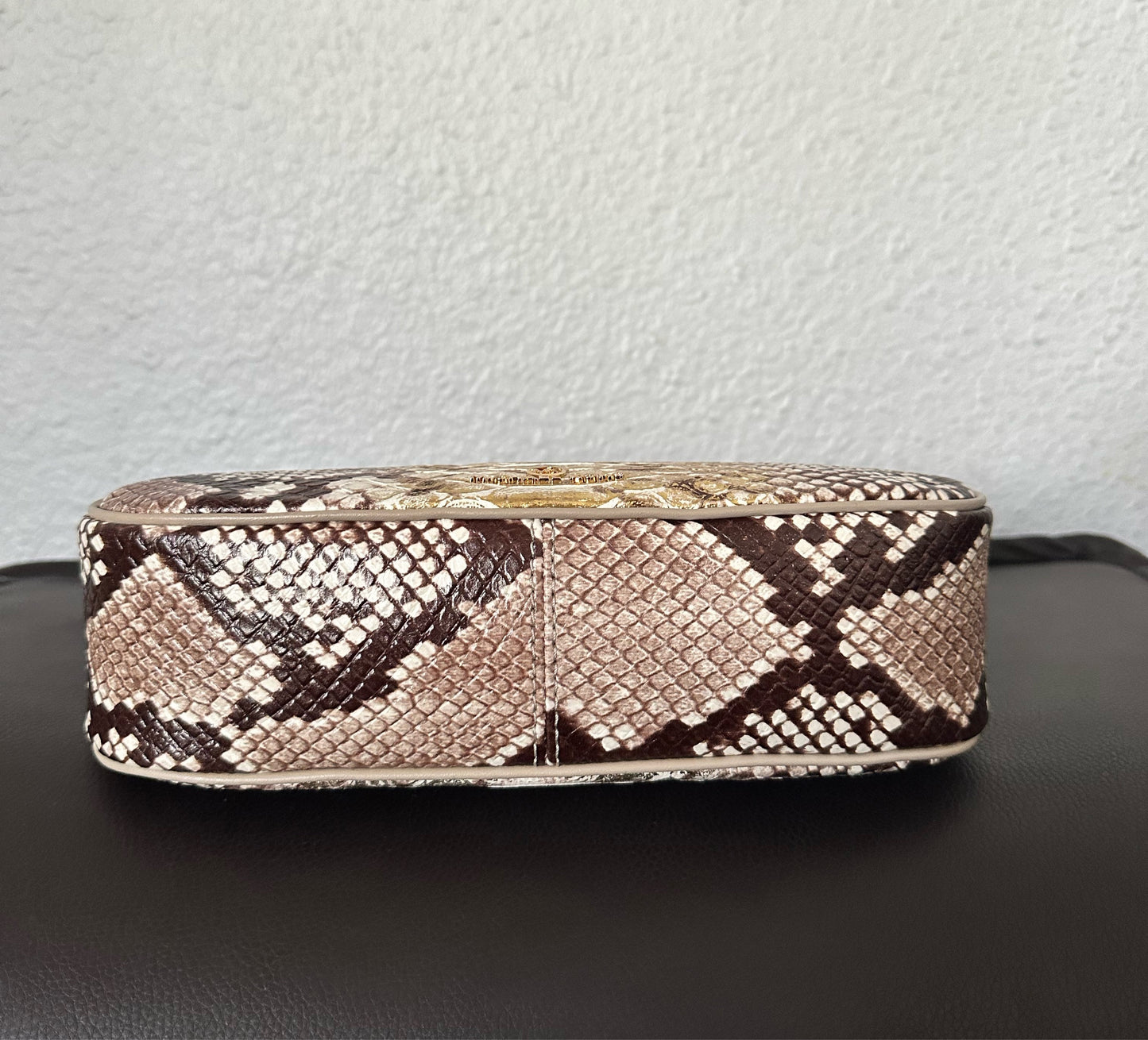 MICHAEL MICHAEL KORS Piper Small Two-Tone Snake Embossed Leather Shoulder Bag