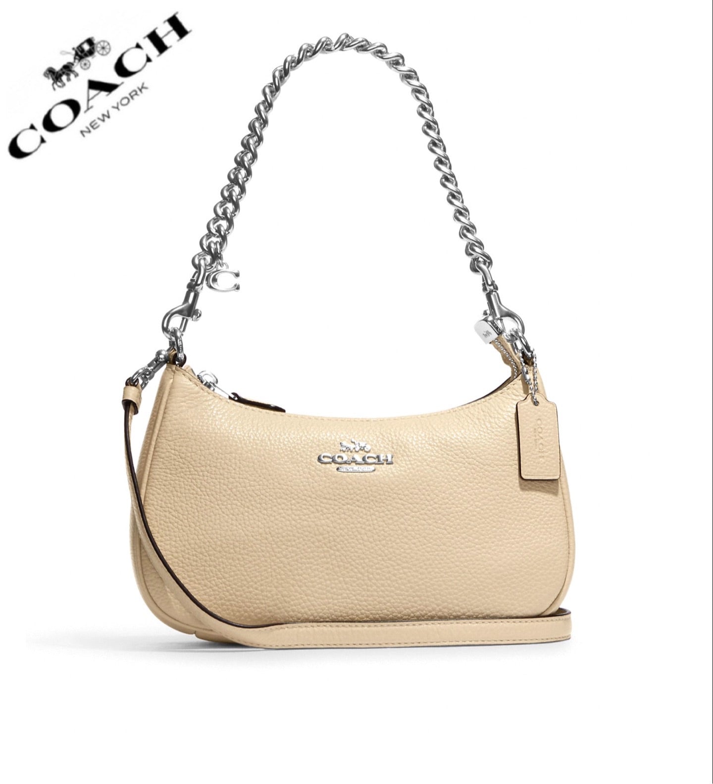 COACH Teri Shoulder Bag Silver/Ivory Leather Crossbody