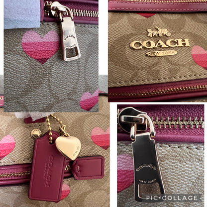 Coach Rowan Satchel In Signature Canvas With Stripe Heart Print