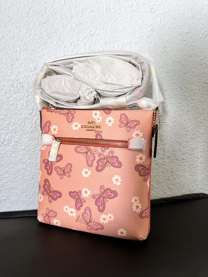 Coach Mini Rowan File Bag With Lovely Butterfly Print