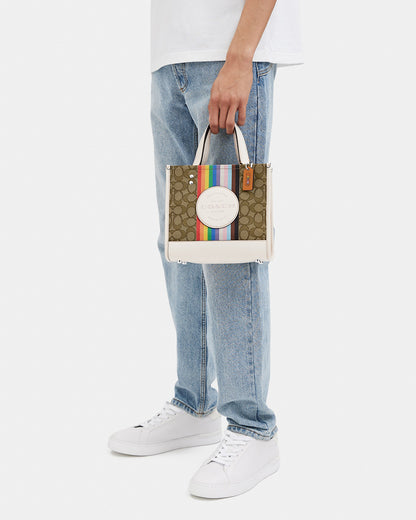 🌈Dempsey Tote 22 And Large Phone Wallet With Rainbow Stripe And Coach Patch Bundle