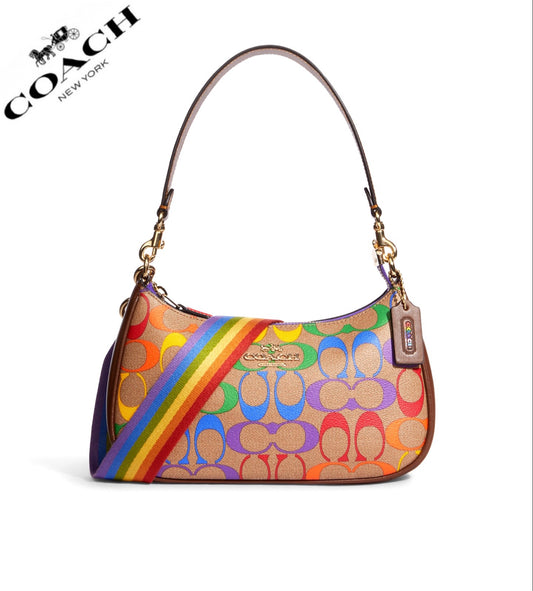 Coach Teri Shoulder Bag In Rainbow Signature Canvas