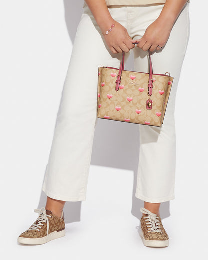 Coach Mollie Tote 25 In Signature Canvas With Stripe Heart Print