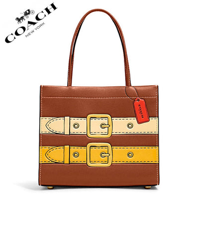 Coach Cashin Carry 22 With Trompe L'oeil Print Leather Tote