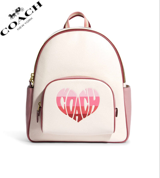 Coach Court Backpack With Stripe Heart Motif