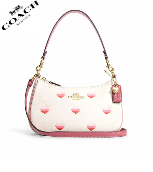 Coach Teri Shoulder Bag With Stripe Heart Print