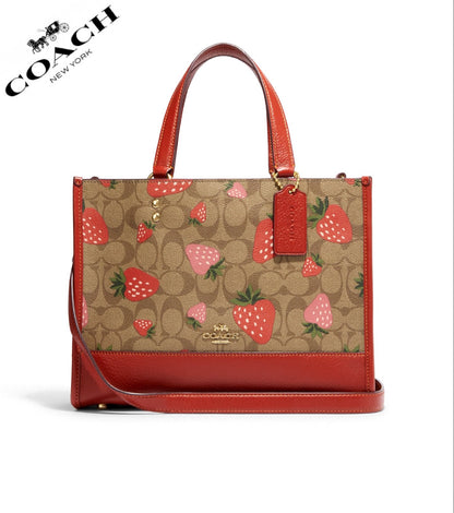 Coach Dempsey Carryall In Signature Canvas With Wild Strawberry Print
