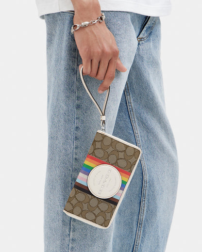 🌈Dempsey Tote 22 And Large Phone Wallet With Rainbow Stripe And Coach Patch Bundle
