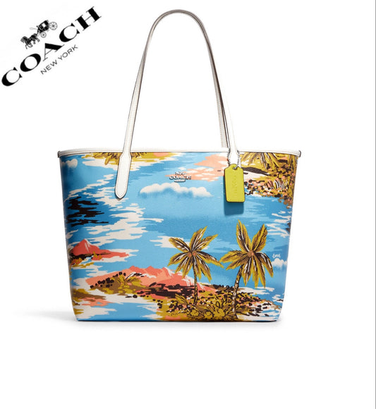 COACH City Tote With Hawaiian Print